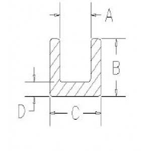 1.5" x 1.75" x 72" U-Channel Profile