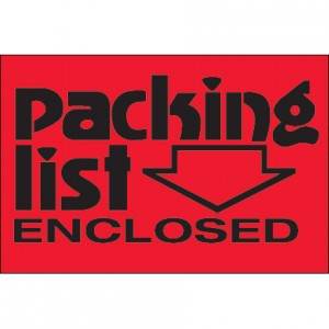 2" x 3" - "Packing List Enclosed" 