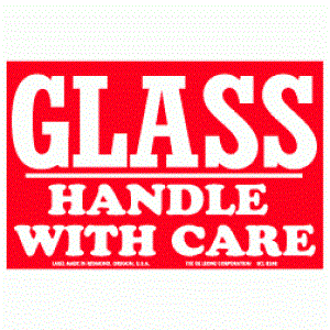 3" X 4" Glass Handle with Care