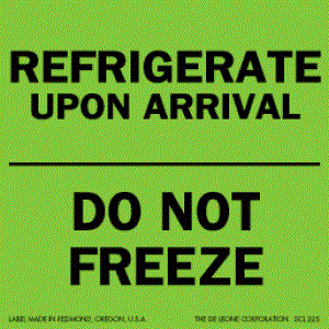 3" x 3" Refrigerate Upon Arrival- DO NOT FREEZE