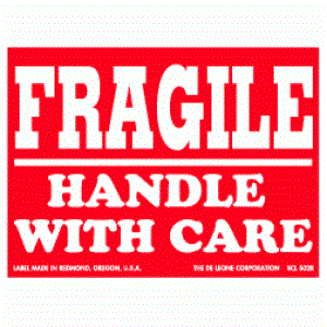 3" x 4" Fragile-Handle with Care