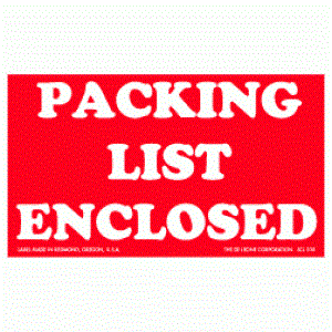 3 x 4 Packing List Enclosed