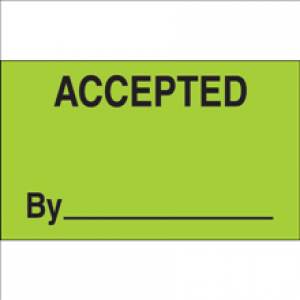 3" x 5" - "Accepted By" Green Labels