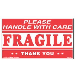 3" x 5" Fragile Please Handle With Care