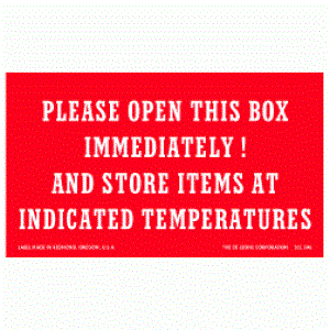 3" x 5" Please Open This Box Immediately and Store 