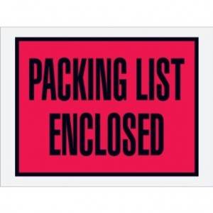 4-1/2" x 6" Full Face Red "Packing List Enclosed" 1000/cs