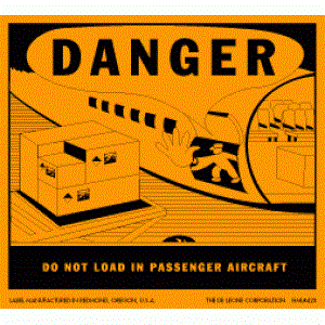 4 1/2 x 4 3/4 Danger Do Not Load In Passenger Aircraft