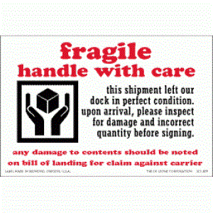 4" x 6" Fragile-Handle with Care