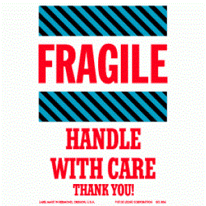 4" x 6" Fragile-Handle with Care Thank you