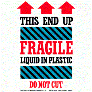 4" x 6" Fragile-Liquid in Plastic